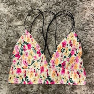 FREE PEOPLE STRAPPY BRALETTE CROP TOP SHIRRED